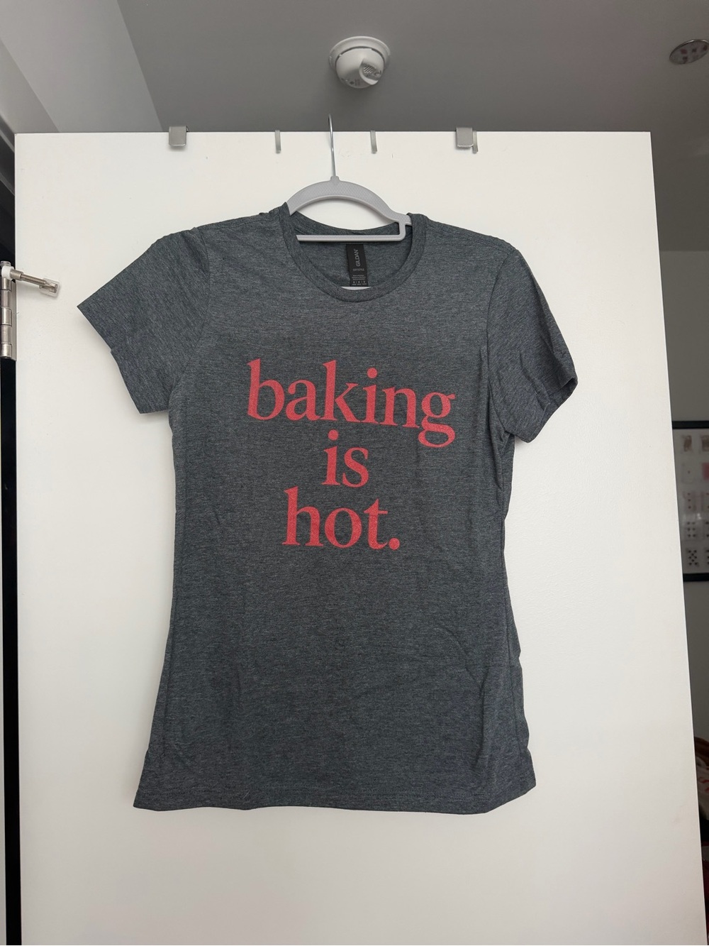Gildan Dark Gray Graphic Tee with Pink 'baking is hot.' Print